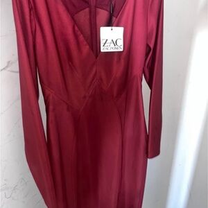 Zac Posen Burgundy Long Sleeve Dress
